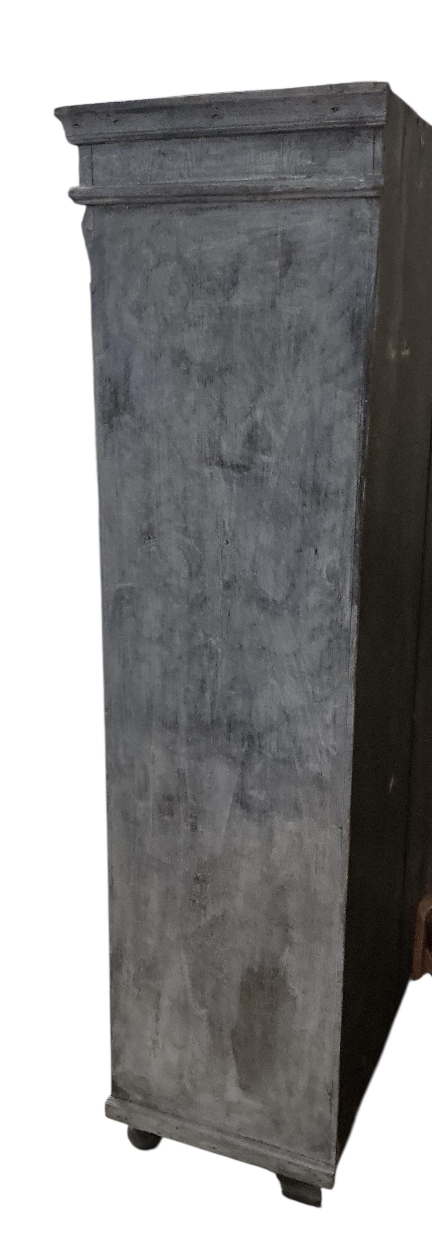 A 19th century East European painted pine cabinet, width 108cm, depth 46cm, height 178cm